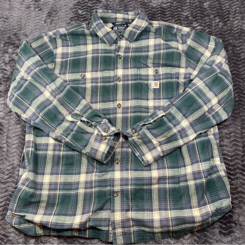Carhartt Men's rugged flex fleece lined Shacket flannel size 2XL. #2